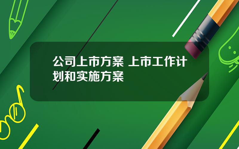 公司上市方案 上市工作计划和实施方案